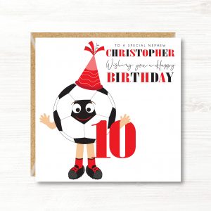 Personalised Boys Football Birthday Card, 5th, 6th, 7th, 8th, 9th, 10th, 11th, 12th, Son, Grandson, Nephew, Friend, Brother, Great Grandson
