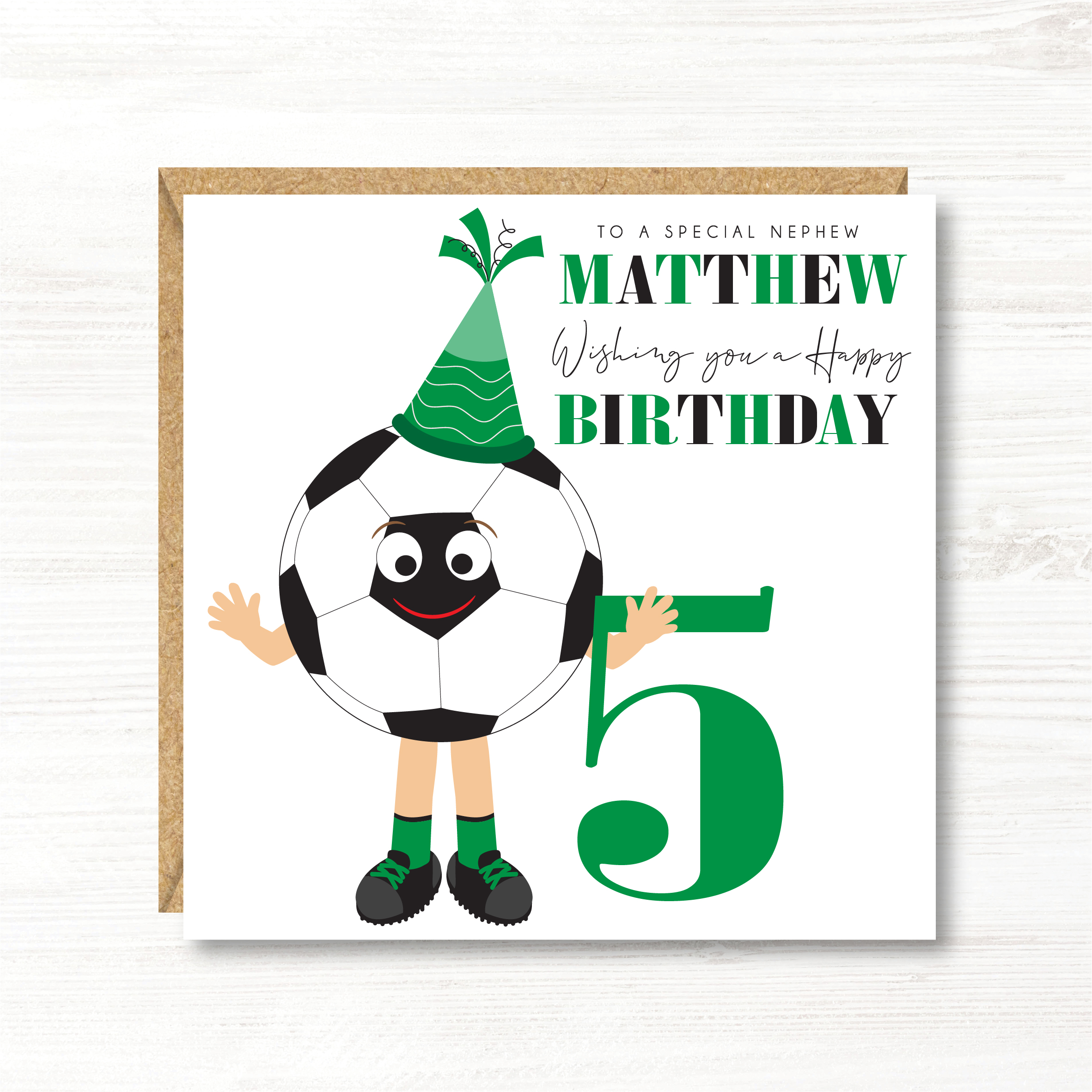 Personalised Boys Football Birthday Card, 5th, 6th, 7th, 8th, 9th, 10th, 11th, 12th, Son, Grandson, Nephew, Friend, Brother, Great Grandson - Image 2
