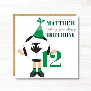 Personalised Boys Football Birthday Card, 5th, 6th, 7th, 8th, 9th, 10th, 11th, 12th, Son, Grandson, Nephew, Friend, Brother, Great Grandson