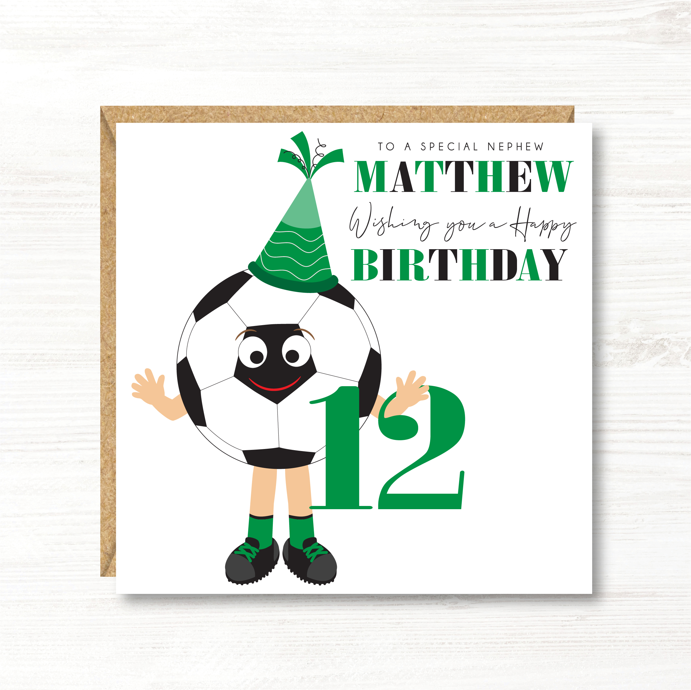Personalised Boys Football Birthday Card, 5th, 6th, 7th, 8th, 9th, 10th, 11th, 12th, Son, Grandson, Nephew, Friend, Brother, Great Grandson