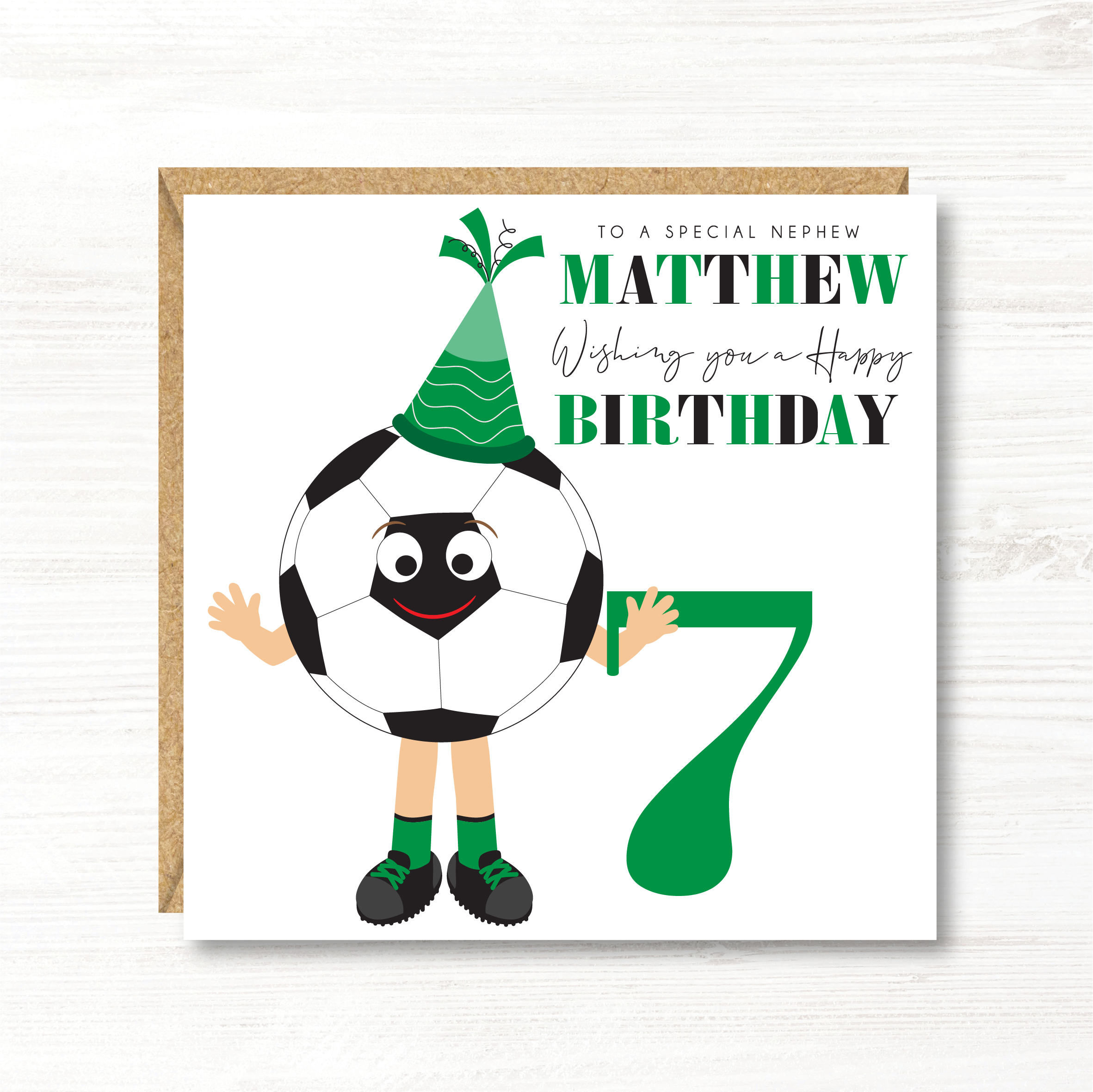Personalised Boys Football Birthday Card, 5th, 6th, 7th, 8th, 9th, 10th, 11th, 12th, Son, Grandson, Nephew, Friend, Brother, Great Grandson - Image 3