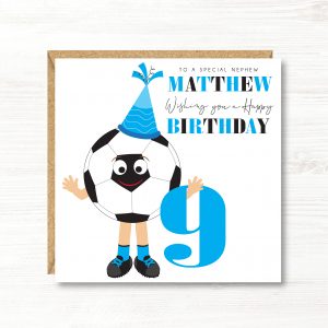Personalised Boys Football Birthday Card, 5th, 6th, 7th, 8th, 9th, 10th, 11th, 12th, Son, Grandson, Nephew, Friend, Brother, Great Grandson