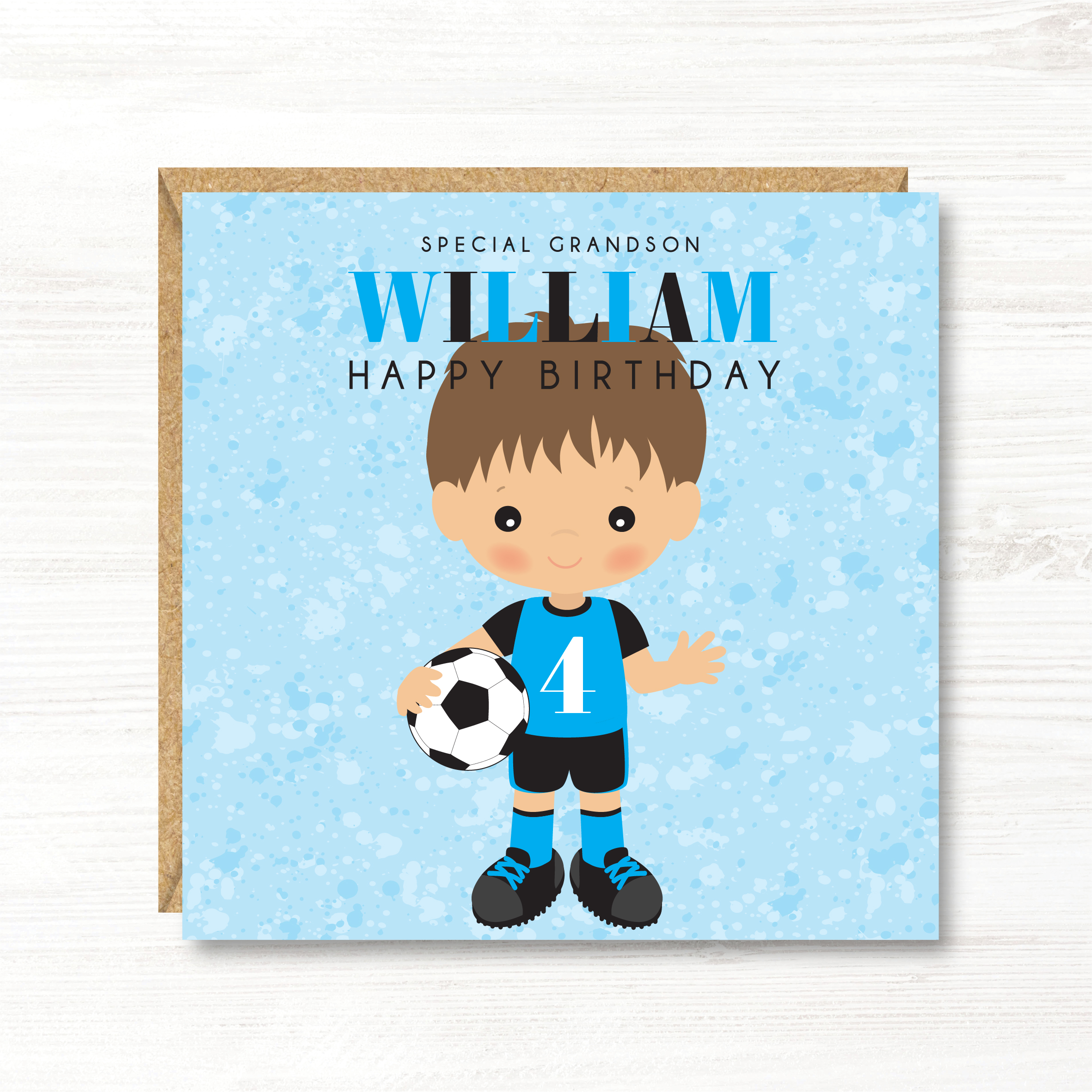Personalised Boys Football Birthday Card, 5th, 6th, 7th, 8th, 9th, 10th, 11th, 12th, Son, Grandson, Nephew, Friend, Brother, Great Grandson