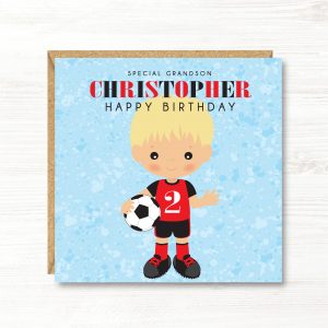Personalised Boys Football Birthday Card, 5th, 6th, 7th, 8th, 9th, 10th, 11th, 12th, Son, Grandson, Nephew, Friend, Brother, Great Grandson
