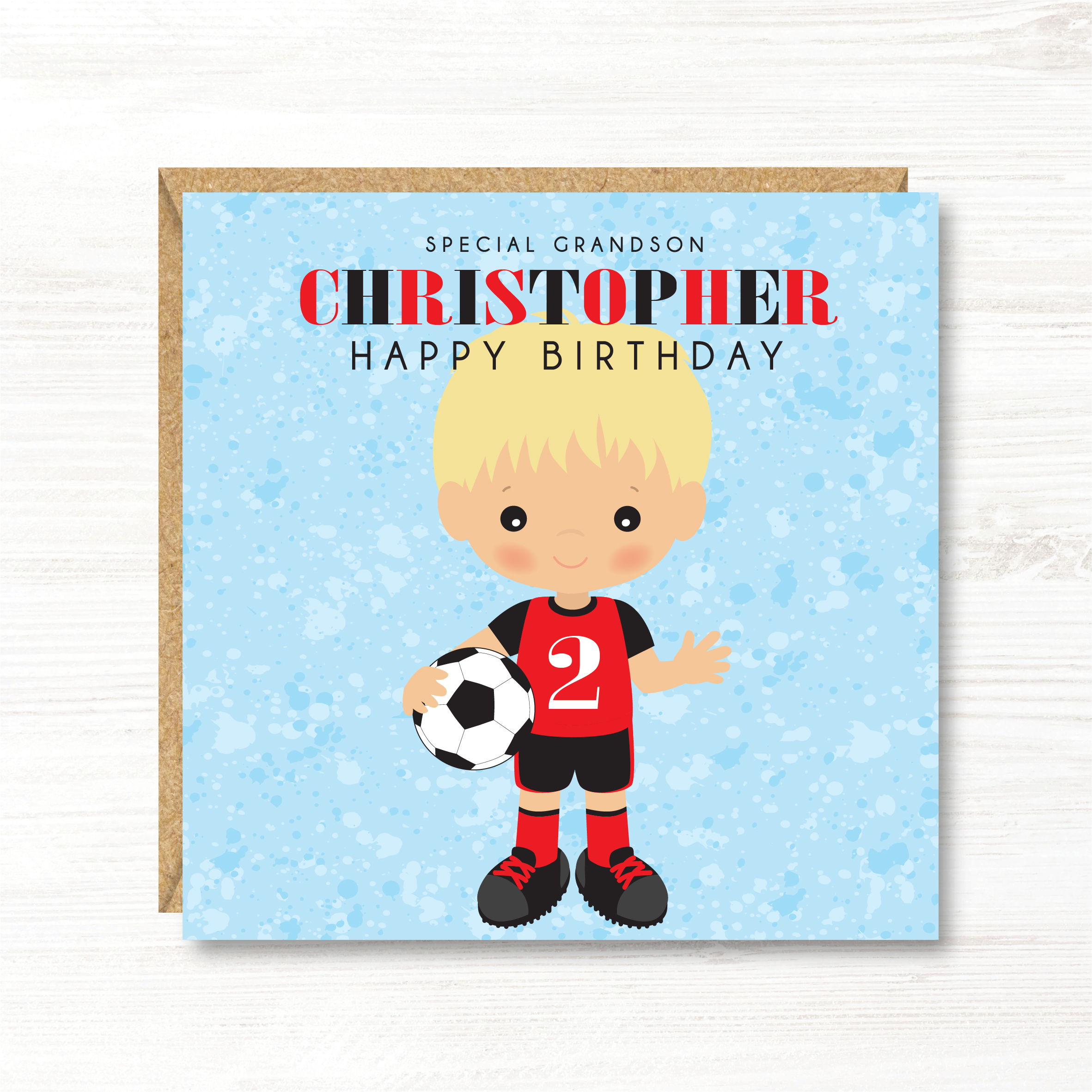 Personalised Boys Football Birthday Card, 5th, 6th, 7th, 8th, 9th, 10th, 11th, 12th, Son, Grandson, Nephew, Friend, Brother, Great Grandson
