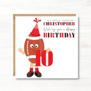 Personalised Boys Rugby Birthday Card, 5th, 6th, 7th, 8th, 9th, 10th, 11th, 12th, Son, Grandson, Nephew, Friend, Brother, Great Grandson