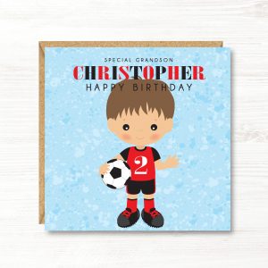 Personalised Boys Football Birthday Card, 5th, 6th, 7th, 8th, 9th, 10th, 11th, 12th, Son, Grandson, Nephew, Friend, Brother, Great Grandson