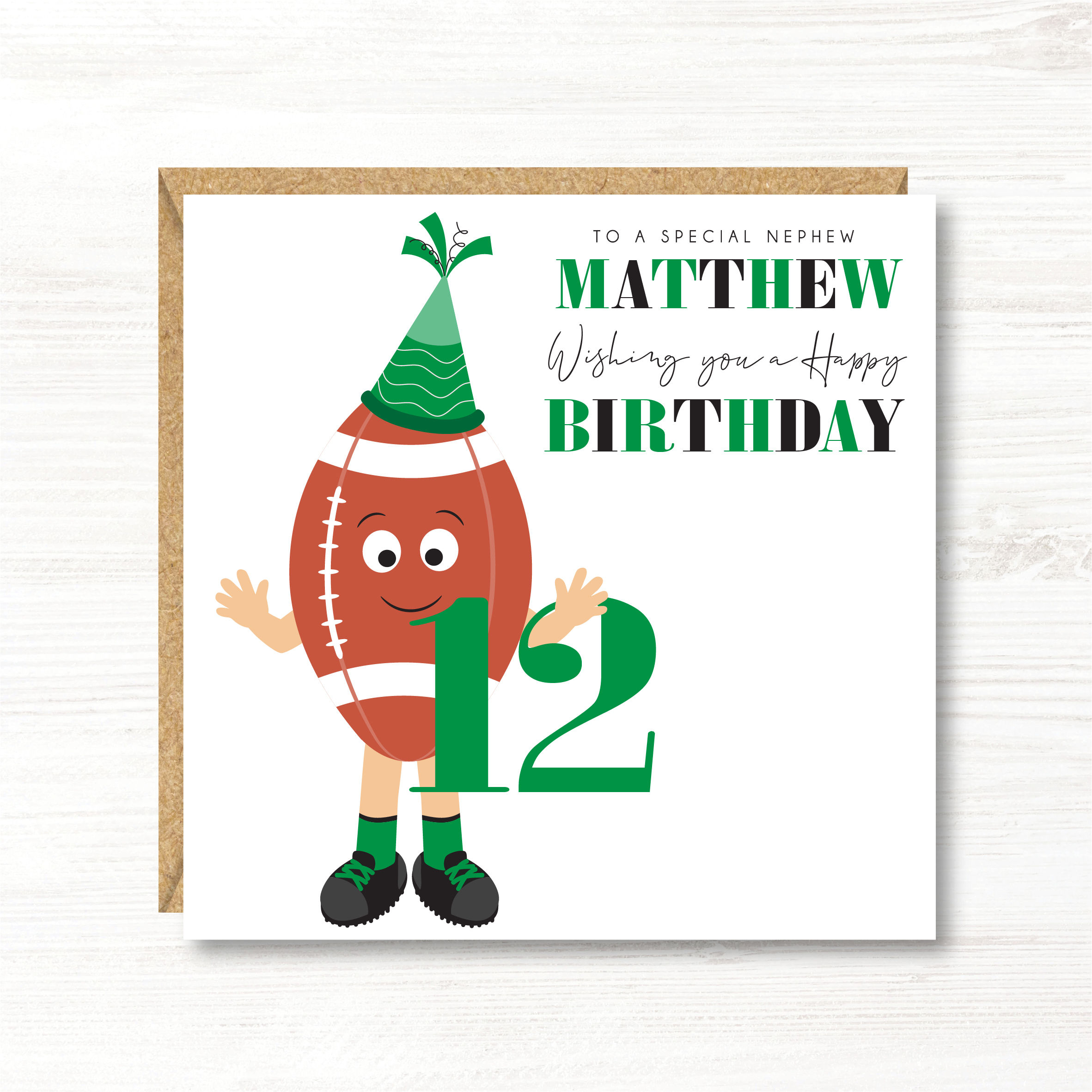 Personalised Boys Rugby Birthday Card, 5th, 6th, 7th, 8th, 9th, 10th, 11th, 12th, Son, Grandson, Nephew, Friend, Brother, Great Grandson