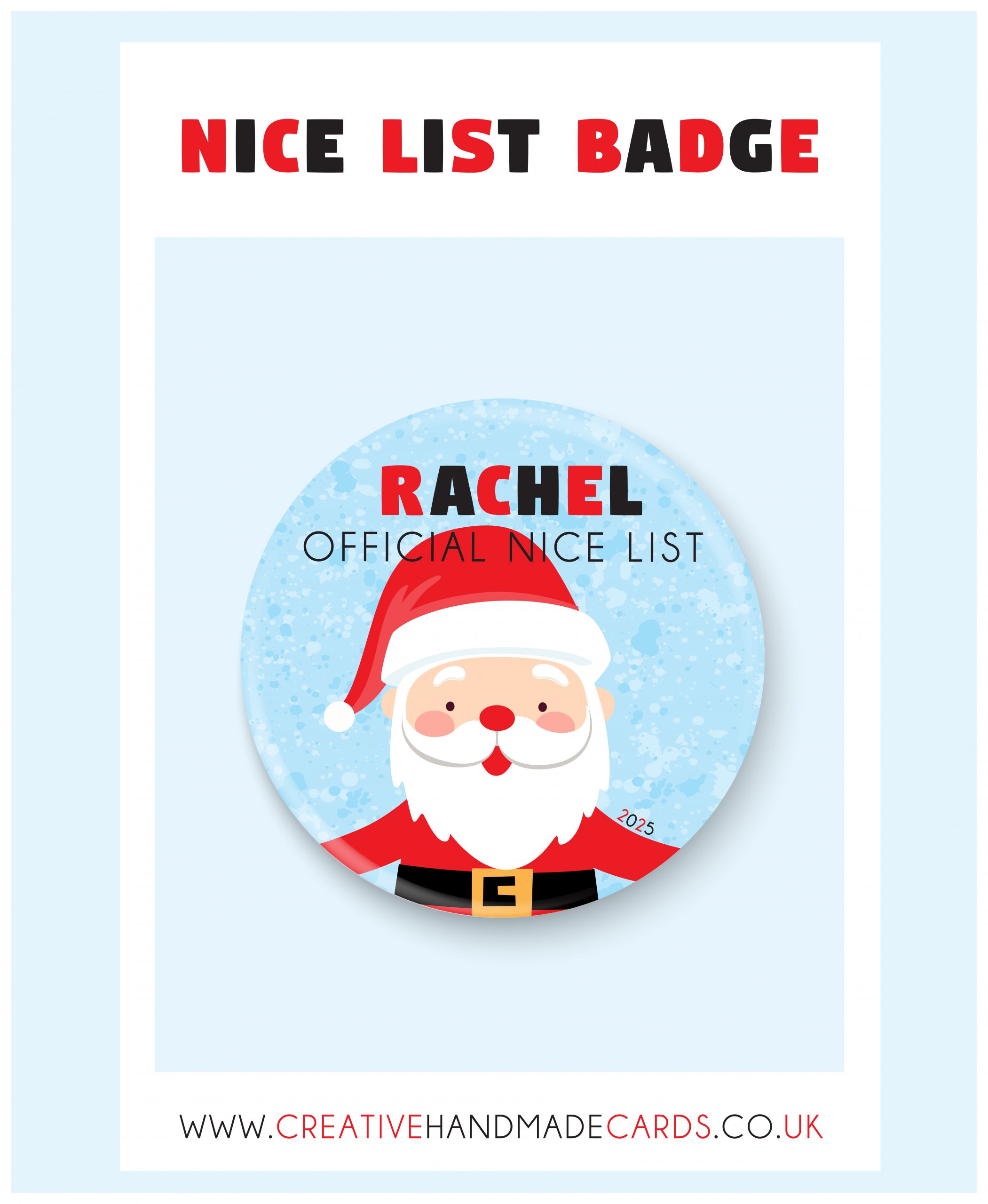 Personalised Santa's Nice List Badge, Official Nice List Badge, Stocking Filler, Christmas Eve Box Filler - Image 2