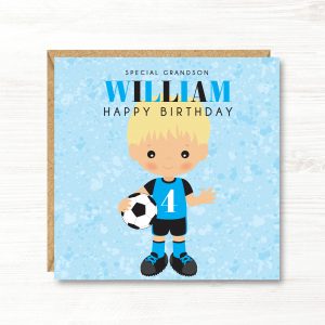 Personalised Boys Football Birthday Card, 5th, 6th, 7th, 8th, 9th, 10th, 11th, 12th, Son, Grandson, Nephew, Friend, Brother, Great Grandson
