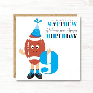 Personalised Boys Rugby Birthday Card, 5th, 6th, 7th, 8th, 9th, 10th, 11th, 12th, Son, Grandson, Nephew, Friend, Brother, Great Grandson