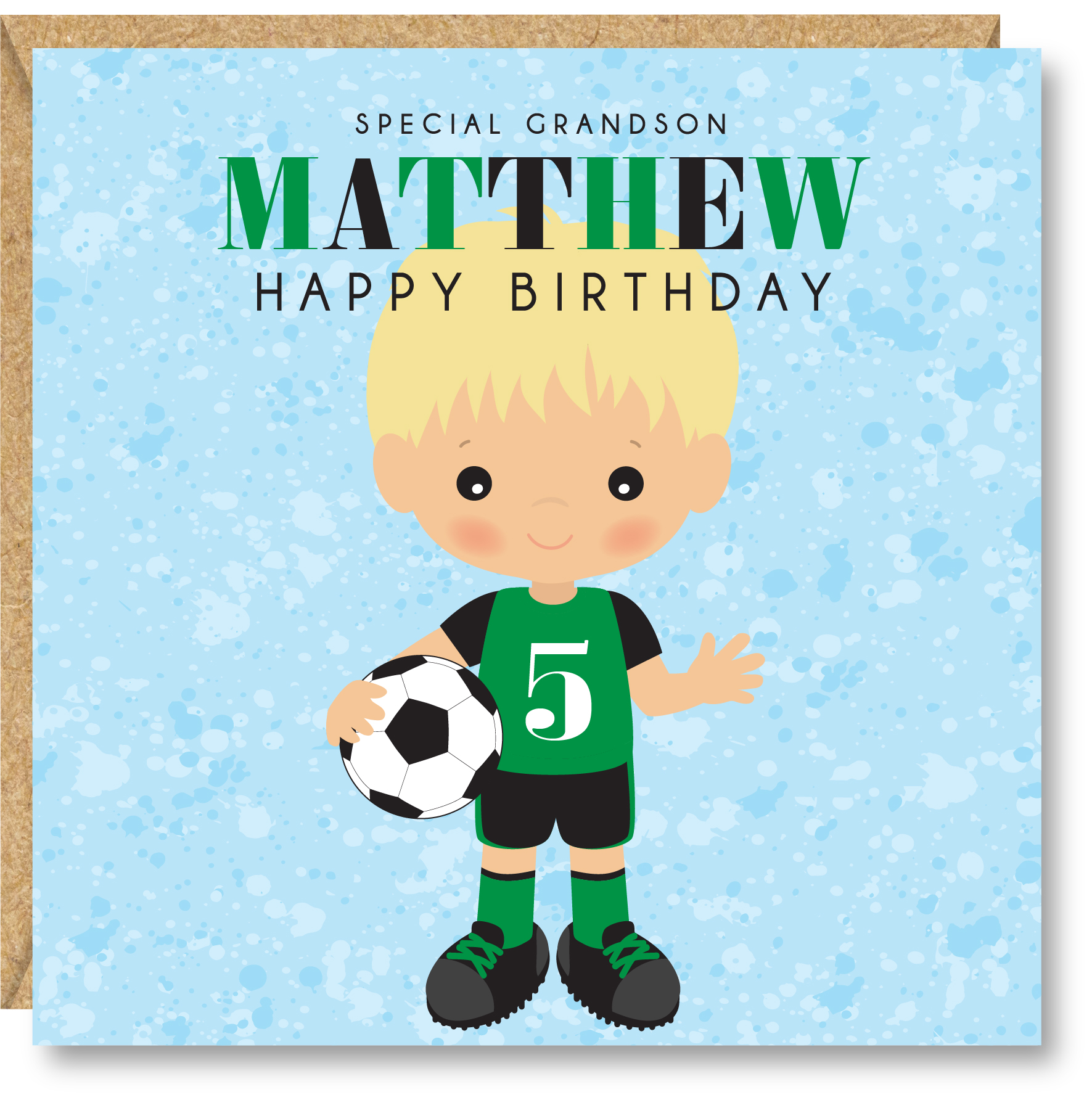 Personalised Boys Football Birthday Card, 5th, 6th, 7th, 8th, 9th, 10th, 11th, 12th, Son, Grandson, Nephew, Friend, Brother, Great Grandson - Image 2