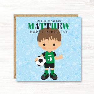 Personalised Boys Football Birthday Card, 5th, 6th, 7th, 8th, 9th, 10th, 11th, 12th, Son, Grandson, Nephew, Friend, Brother, Great Grandson