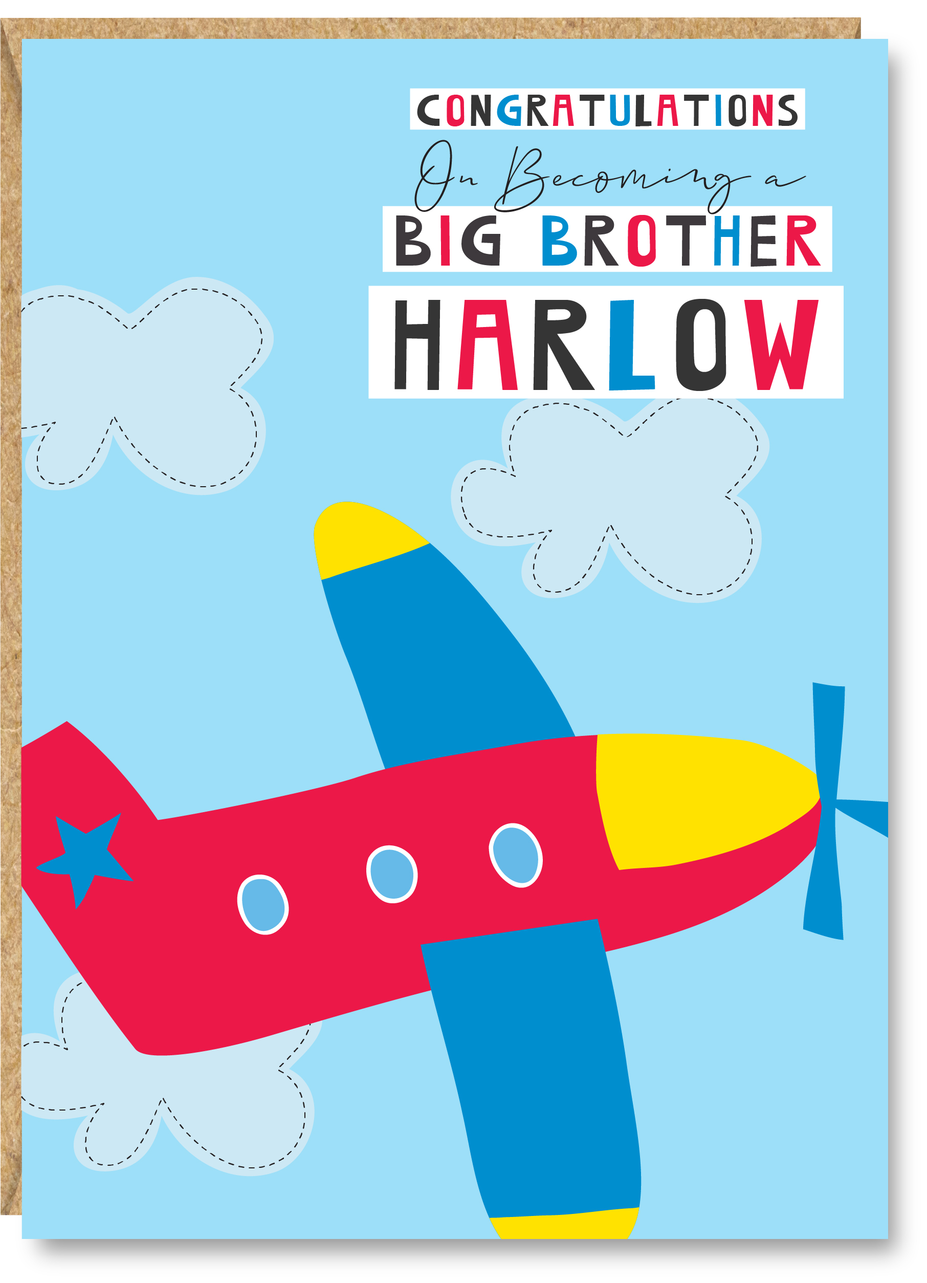 Personalised Aeroplane Big Brother Card, A5 size - Image 2