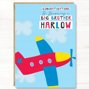 Personalised Aeroplane Big Brother Card, A5 size
