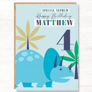 Personalised Dinosaur Birthday Card, 1st, 2nd, 3rd, 4th, 5th, 6th, 7th, Son, Nephew, Godson, Grandson, Friend, Brother,A5 size