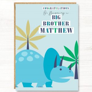 Personalised Dinosaur Big Brother Card, A5 size
