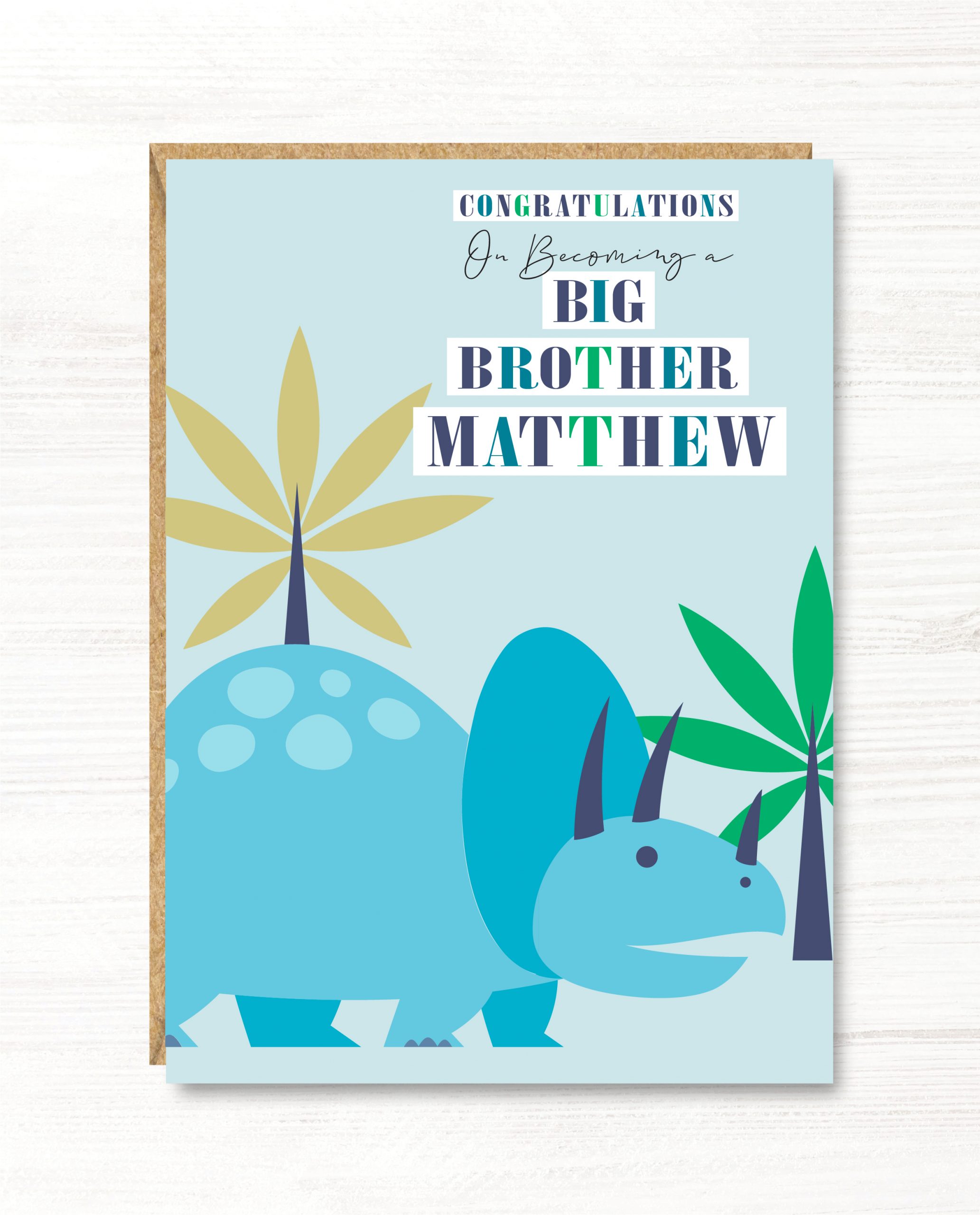 Personalised Dinosaur Big Brother Card, A5 size