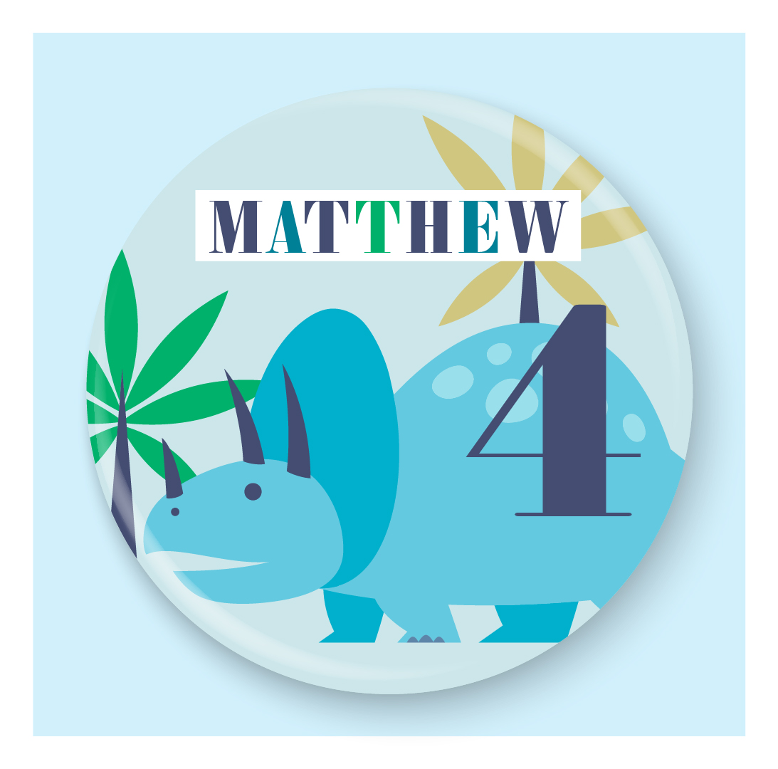 Personalised Dinosaur Boys Age Birthday Badge, 1st, 2nd, 3rd, 4th, 5th, 6th, 7th, 8th, 9th - Image 2
