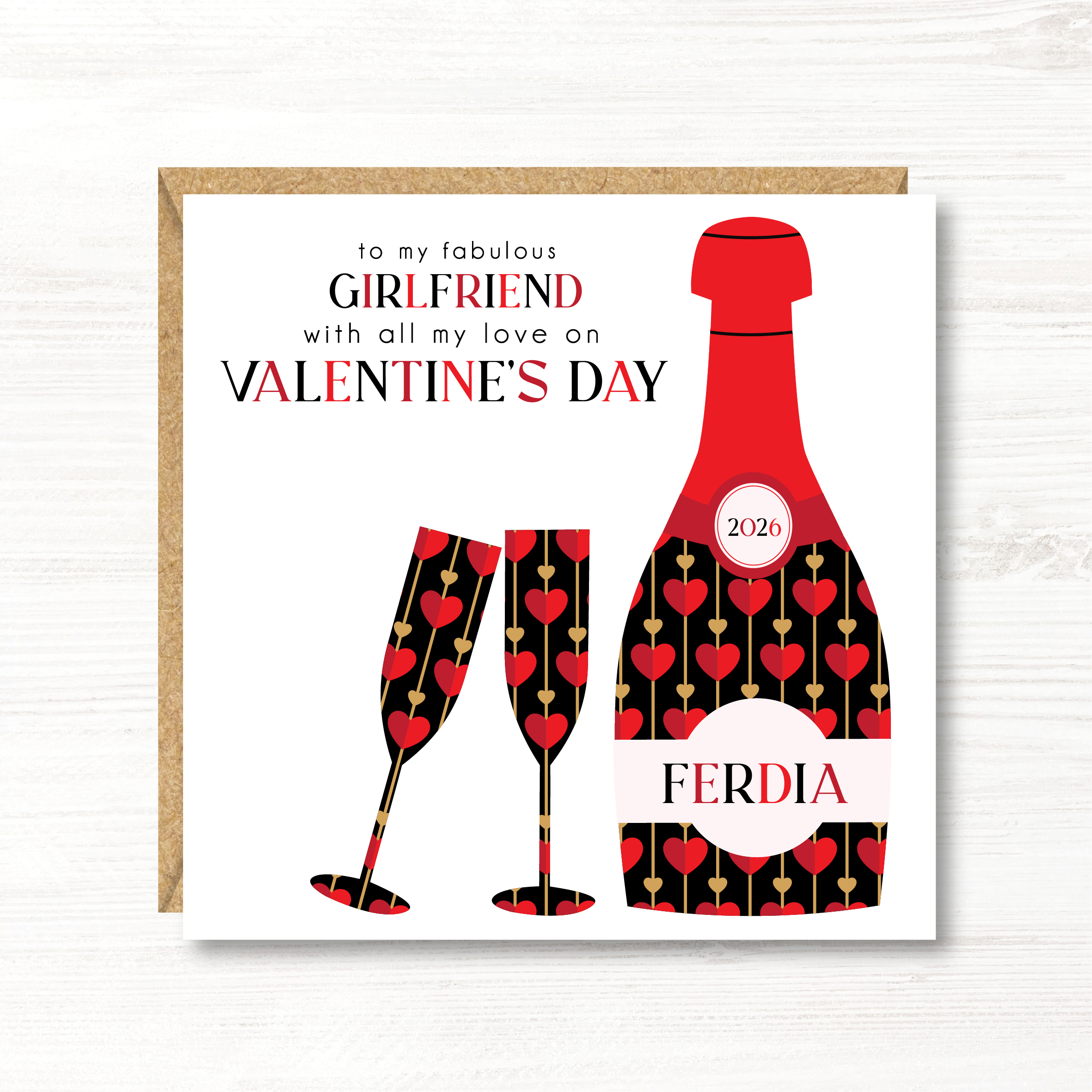 Personalised Valentine's Day Card, Husband, Wife, Girlfriend, Boyfriend, Partner