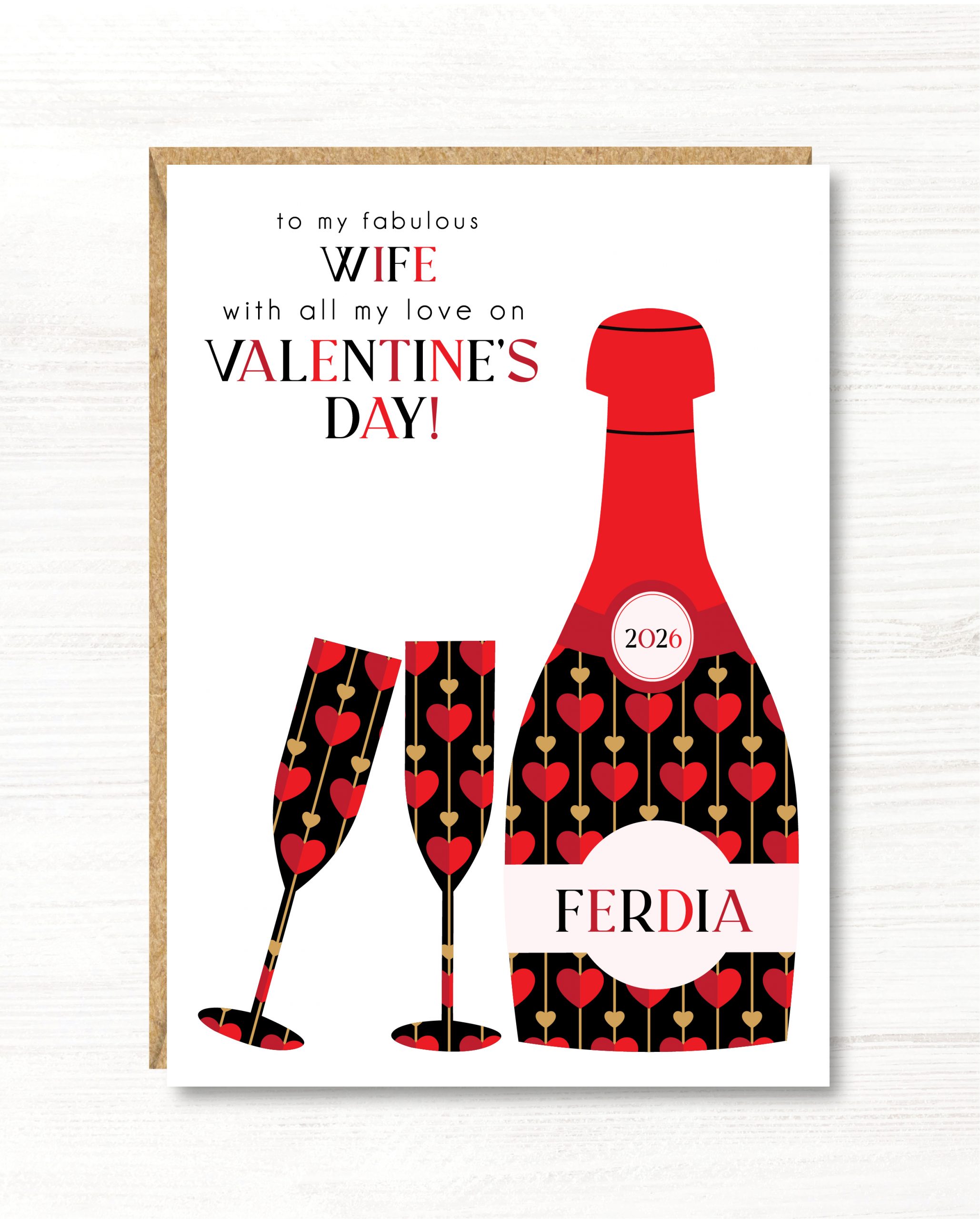 Personalised Valentine's Day Card, Husband, Wife, Girlfriend, Boyfriend, Partner, Fiance, Fiancee, A5 size