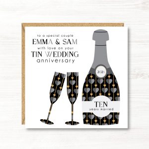 Personalised Tin Wedding Anniversary Card, Couple, Friends, Sister, Brother, Daughter, Son, Niece, Nephew