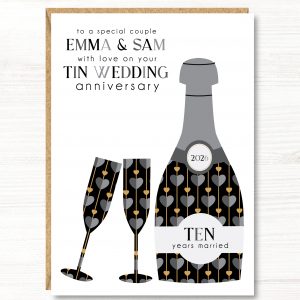 Personalised Tin Wedding Anniversary Card, A5 size, Couple, Friends, Sister, Brother, Daughter, Son, Niece, Nephew