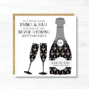 Personalised Silver Wedding Anniversary Card, Couple, Friends, Sister, Brother, Daughter, Son, Niece, Nephew
