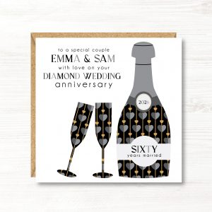 Personalised Diamond Wedding Anniversary Card, Couple, Friends, Sister, Brother, Daughter, Son, Niece, Nephew