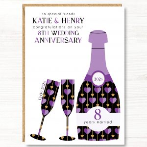 Personalised Wedding Anniversary Card, 1st, 2nd, 3rd, 4th, 5th, 6th, 7th, 8th, 9th, Couple, Friends, Sister, Brother, Daughter, Son, A5 Size
