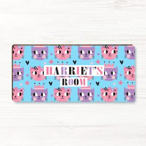 Personalised Cat Girls Wooden Bedroom Door Sign, Plaque, Gift