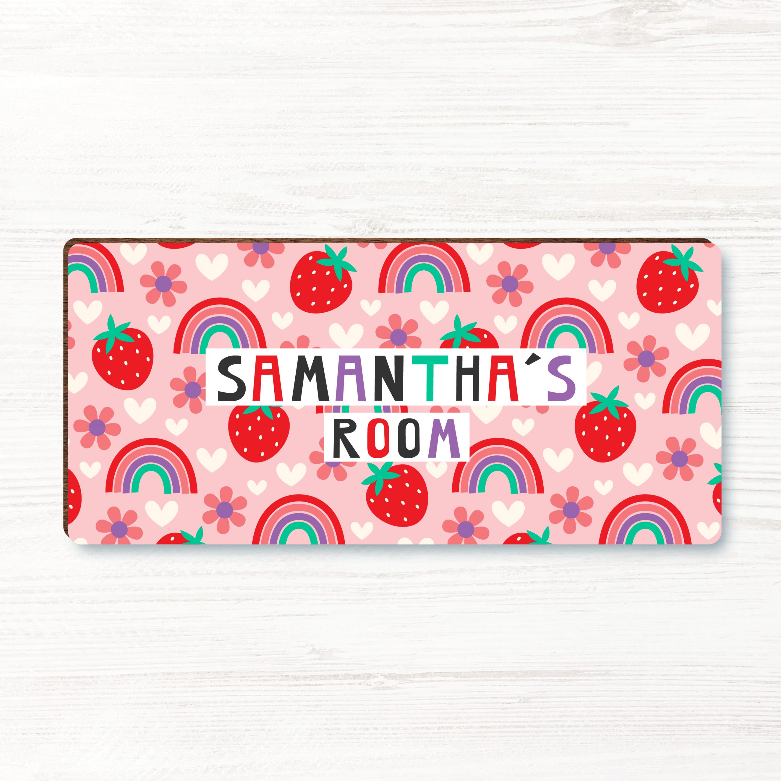 Personalised Rainbow Girls Wooden Bedroom Door Sign, Plaque, Gift