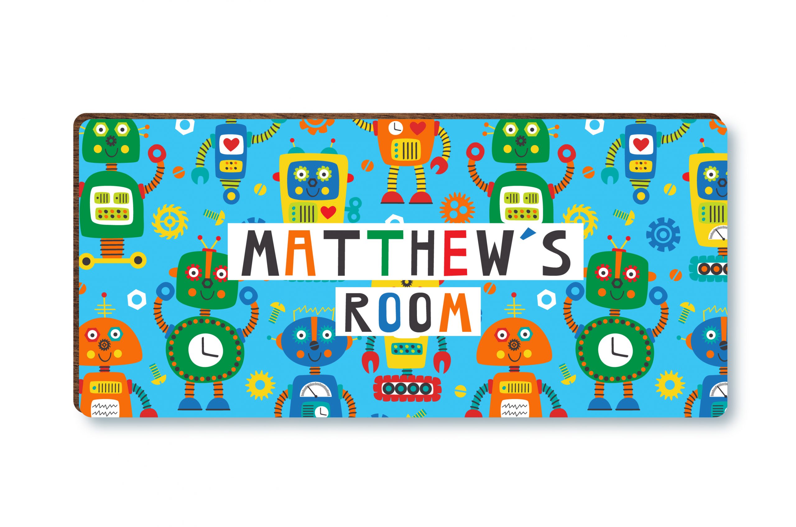 Personalised Robot Boys Wooden Bedroom Door Sign, Plaque, Gift - Image 3