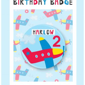 Personalised Aeroplane Boys Age Birthday Badge, 1st, 2nd, 3rd, 4th, 5th, 6th, 7th, 8th, 9th