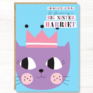 Personalised Cat Big Sister Card, A5 size