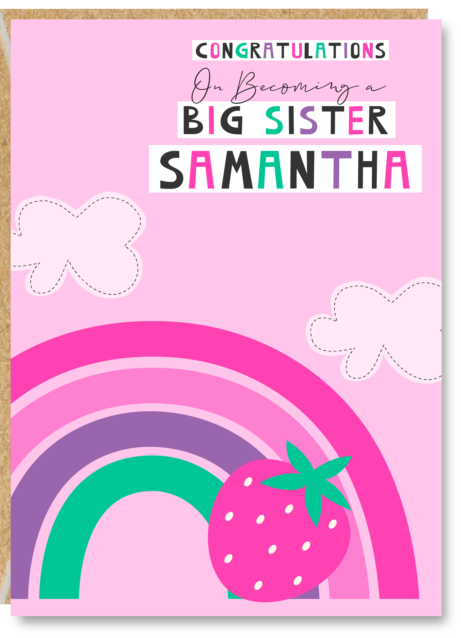 Personalised Rainbow Big Sister Card, A5 size - Image 2