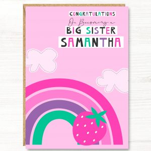 Personalised Rainbow Big Sister Card, A5 size