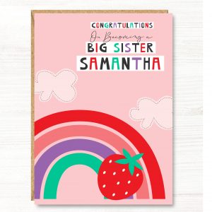 Personalised Rainbow Big Sister Card, A5 size