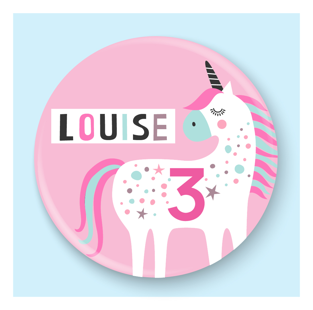 Personalised Unicorn Girls Age Birthday Badge, 1st, 2nd, 3rd, 4th, 5th, 6th, 7th, 8th, 9th - Image 2