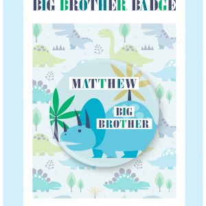 Personalised Dinosaur Big Brother Badge