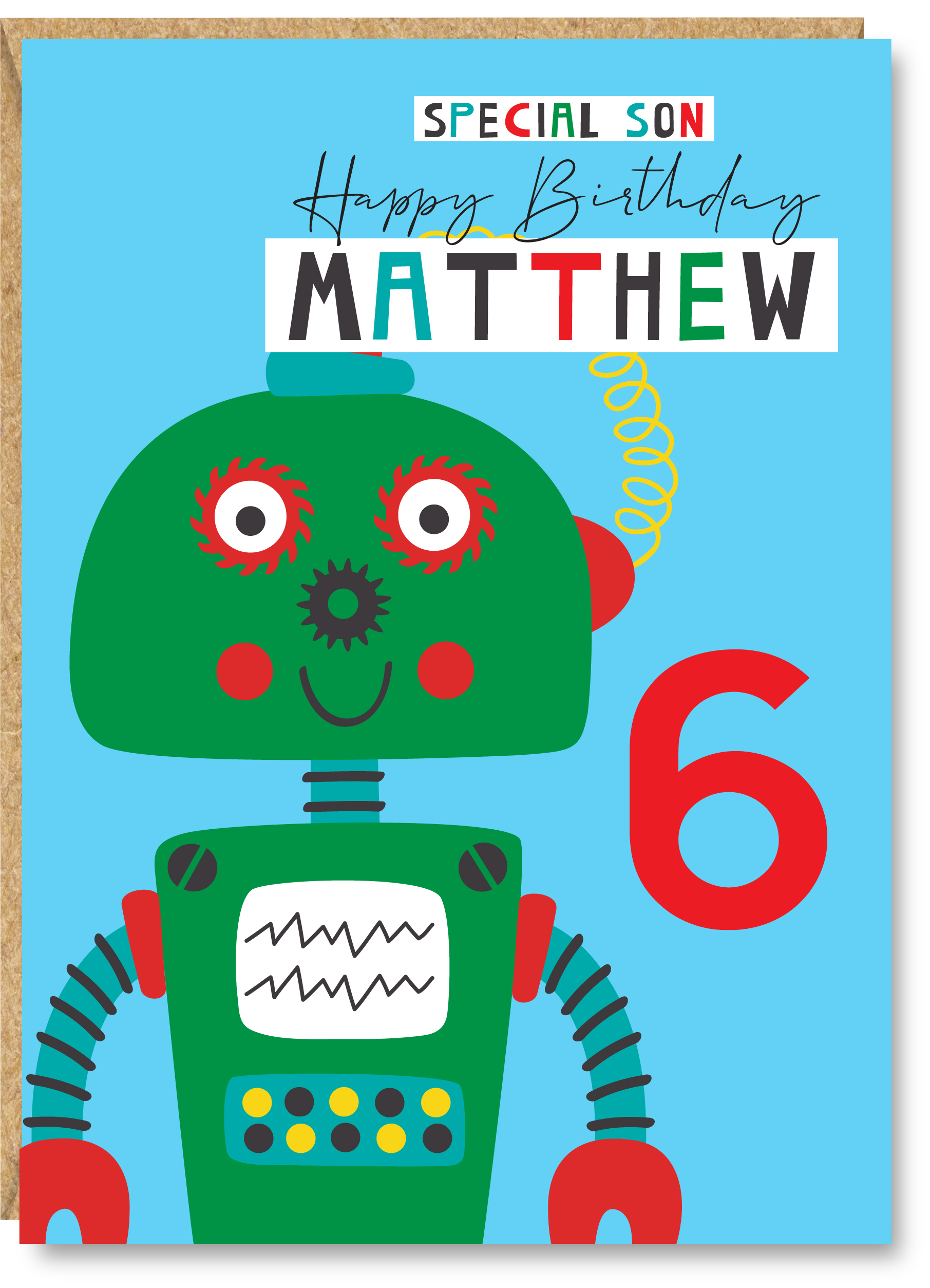 Personalised Robot Birthday Card, 1st, 2nd, 3rd, 4th, 5th, 6th, 7th, Son, Nephew, Godson, Grandson, Friend, Brother,A5 size - Image 2
