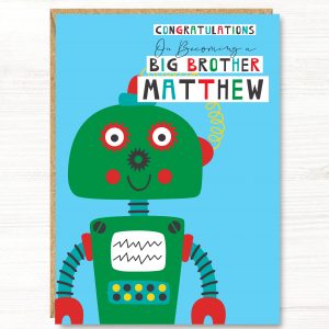 Personalised Robot Big Brother Card, A5 size