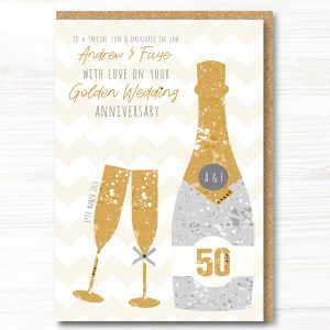 A5 Personalised Handmade Golden/50th Wedding Anniversary Card, Friends, Sister, Brother, Mum & Dad, Friends, Daughter, Son, Auntie
