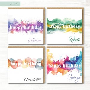 Pack of 4 Personalised Birthday Cards, Multipack x 4