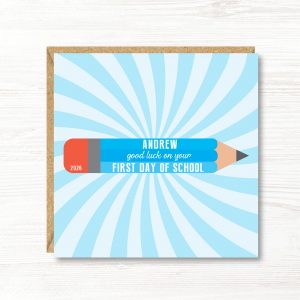 Personalised Handmade Good Luck on your First Day at School Card