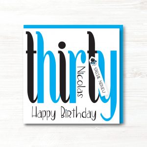 Personalised Handmade Male Birthday Card, 30th - Any Relation