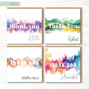 Pack of 4 Personalised Thank You Cards, Multipack x 4