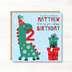 Personalised Boys Dinosaur Birthday Card - Any Age - Any Relation
