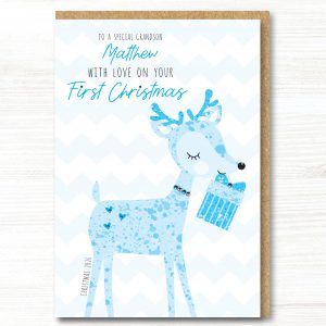 A5 Personalised Handmade Baby Boys First Christmas Card - Any Relation