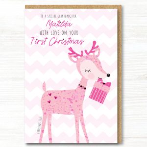 A5 Personalised Handmade Baby Girls First Christmas Card - Any Relation